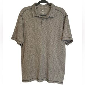 TOMMY BAHAMA Contrast Stitch Short Sleeve Polo Shirt Heather Gray Men’s Large